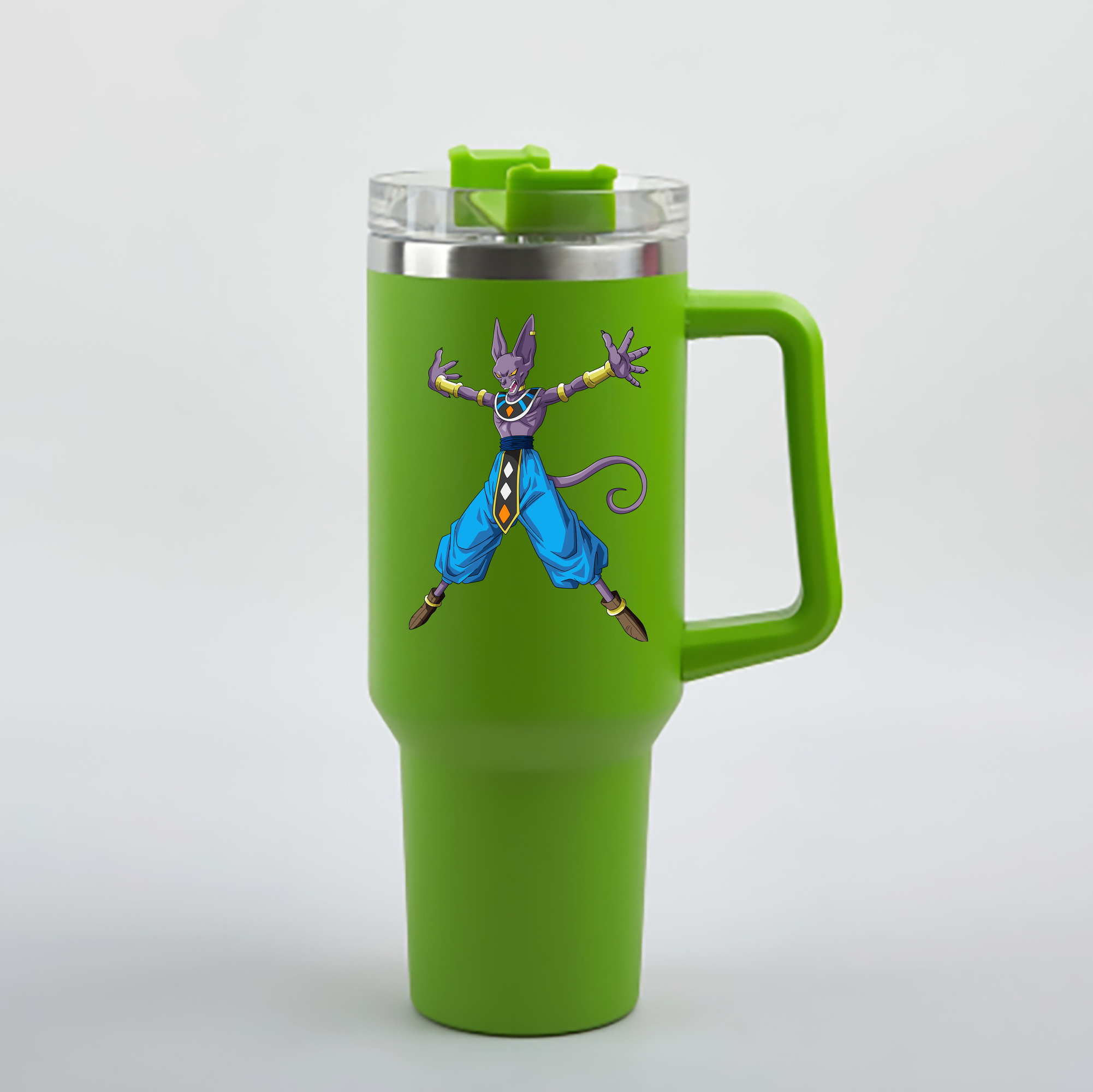 （画像用） ドラゴンボール ビルス 破壊神ビルス DRAGON BALL Beerus Birusu 1200mL車用タンブラー - クリスタルステッカー（プラスチックストロー付き）